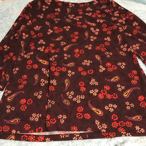 Loft Paisley Print 3/4 Sleeve Top, Size XL - Picture 3 of 3